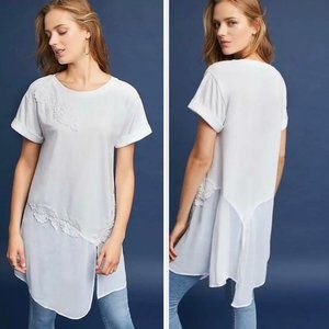 Anthropologie Akemi + Kin Kris Lace Cotton Tunic White Chiffon Voile M